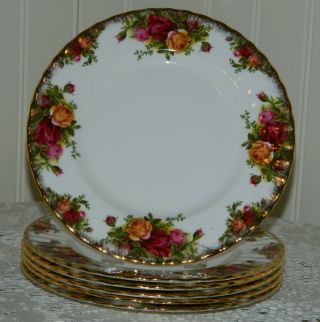 Vintage Royal Albert Old Country Roses Set Of 6 - 8.  25 " Salad Plates England