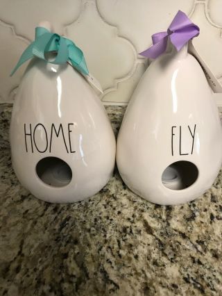 Rae Dunn Home And Fly 2 Sided Teardrop Pear Shaped Birdhouses