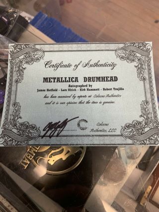 METALLICA Band Drumhead Signed Autograph JAMES Hetfield Lars Ulrich Kirk Hammett 2