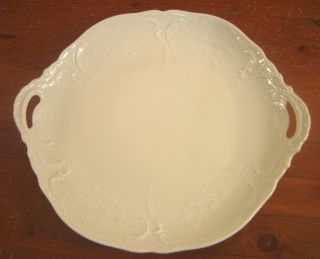 Sanssouci Rosenthal Ivory Cake Plate Handled Small No Trim Embossed Beaded Exc 2