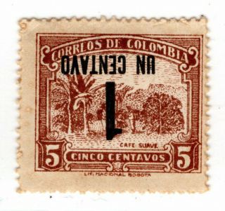 Colombia - Coffee Cultivation - 1c W/ Inverted Surcharge Error - 1946 - Sc 527a