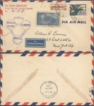 Brazil 1933 - Zeppelin Flight Air Mail Cover To Usa V31/19