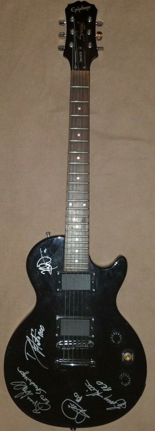 Reo Speedwagon Autographed Black Epiphone Special Ii Guitar - All 5 Members