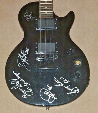 REO Speedwagon Autographed Black Epiphone Special II Guitar - all 5 members 3