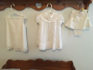 3 Antique Baby Or Doll Dresses