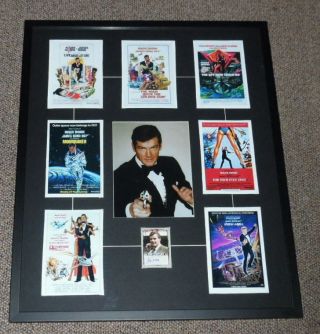 Roger Moore Signed Framed 24x29 James Bond Poster Display Leaf