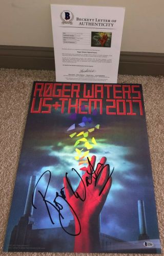Roger Waters Signed 2017 Us & And Them 3d Lenticular Tour Poster Pink Floyd Bas