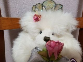 " Rose Princess " White Plush Collectible Bear – Annette Funicello W/box