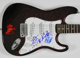 Poison Autograph Signed Guitar Fender Jsa Stratocaster Bret Michaels Cc Rikki