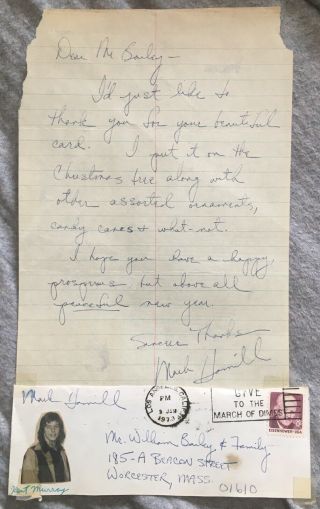 Mark Hamill Early 1973 Hand Signed Autographed Letter W/coa Star Wars Star