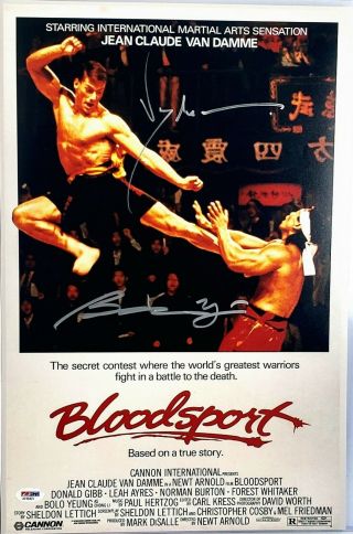 Jean Claude Van Damme & Bolo Yeung Signed " Bloodsport " 12x18 Photo Psa/dna