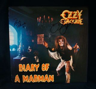 Ozzy Osbourne & Randy Rhoads Rare Autographed Diary Of A Madman Album W/coa