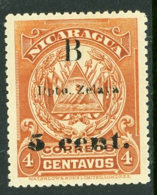 Nicaragua 1907 Bluefields 5¢/4¢ Type 1 Waterlow Scott 1l45 C852