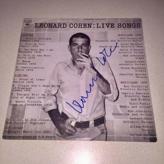Leonard Cohen Signed Autographed Live Songs Album Vinyl Beckett Bas