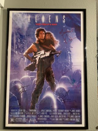 Aliens Movie Poster Sigourney Weaver James Cameron,  Cast Hand Signed 27x40