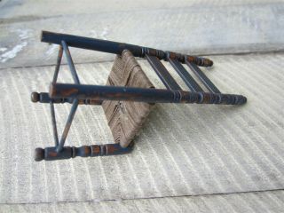 Dollhouse Miniature CJ ' S Artisan Ladder Back Farm Chair Distressed Blue Wood 2