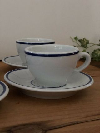 Apilco Traditional Blue - Banded Porcelain Espresso Cup & Saucer Set Of 2