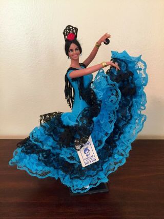 Vintage Marin Chiclana Doll Blue Dress Flamenco Dancer
