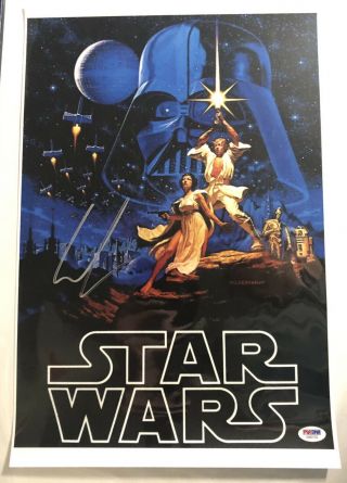 George Lucas Autographed Star Wars Movie Hildebrandt Print 12x18 Psa Very Rare
