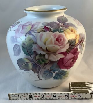 Noritake Nippon Toki Kaisha Rose Floral Hand - Painted Vase Signed S.  Kimura