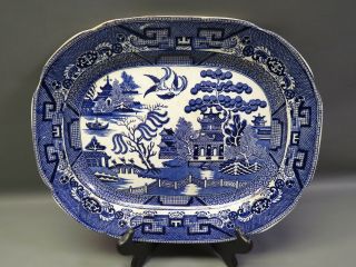 Set (3) Antique/Vintage Blue Willow China Platters - Allertons,  Ridgways 2