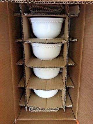 (4) Pottery Barn Emma White Coupe Cereal Bowls Set Of Four