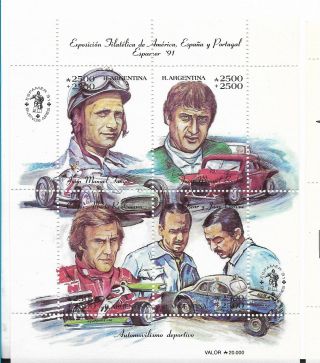 Argentina 1990 Sports Cars Race Drivers Fangio Reutemann Etc Scott B154 Mi Bl 48