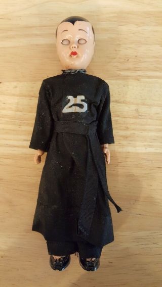 Vintage Priest Doll 7 ¼” Tall Brown Eyes - Open Close Eyes