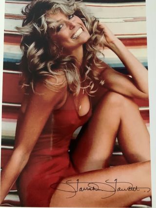 Farrah Fawcett Charlie’s Angels Autograph Photo Signed Jsa 8x10 Red Swimsuit
