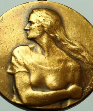 Antique Bronze Art Medal Women War Resisters By Paul Wissaert