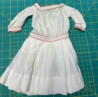 Antique Drop Waist Early White Cotton Doll Dress Repair Or Make A Pattern