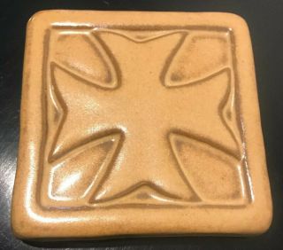 Pewabic Detroit Pottery Glazed Cross Tile 3.  75”