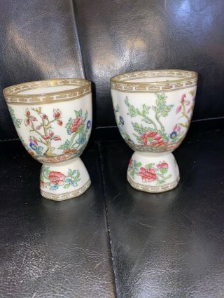 2 Antique Coalport Indian Tree Double Egg Cups Made In England Fine Bone China