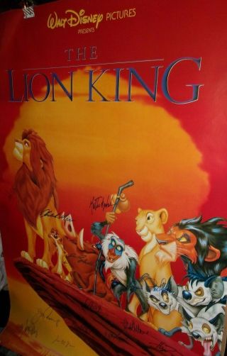 The Lion King Poster Signed Elton John Whoopi James Earl Jones Cheech Marin