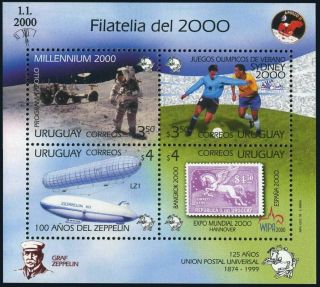 Uruguay 1807 Ad Sheet,  Mnh.  Millennium,  2000.  Upu - 125.  Olympics Sydney - 2000,  Soccer.