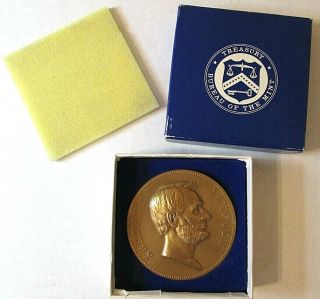 Vintage Abraham Lincoln Commemorative 3 " Bronze Medal Inaugural Assassination