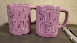 Rae Dunn Purple “hocus Pocus” & Witch Please Halloween Mugs Rare