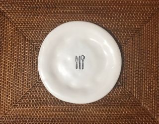 Vintage Rae Dunn By Magenta Fork Knife Spoon Icon Small Plate - Discontinued
