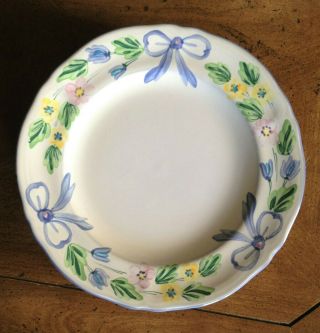 6 Herend Village Pottery Blue Bow Salad Plates