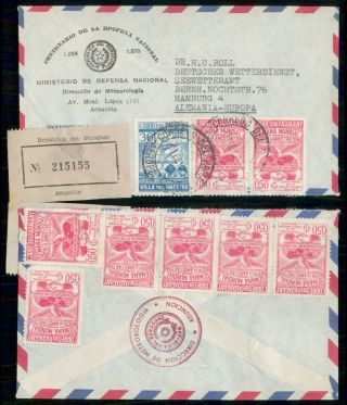 Paraguay 1950s Asuncion Registered Airmail Cover To Germany