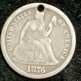 1876 seated liberty dime LOVE TOKEN antique victorian era engraving metal rare 2