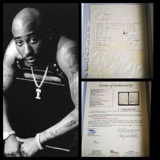 Rare 2pac Tupac Shakur Handwritten Movie Soundtrack List Jsa Loa Z42420