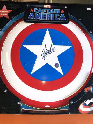 Stan Lee Signed Captain America 24 " Full Size Metal Shield Jsa & Stan Certified