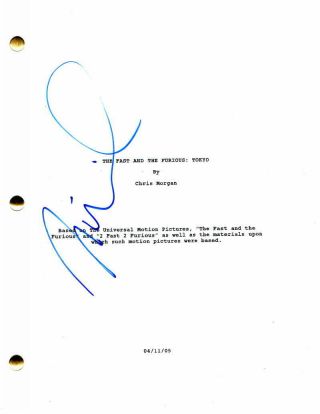 Vin Diesel Signed Autograph - Fast And The Furious Tokyo Drift Full Movie Script