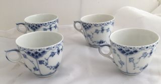 Set Of 4 Royal Copenhagen Blue Fluted Lace Pattern Cup - 756