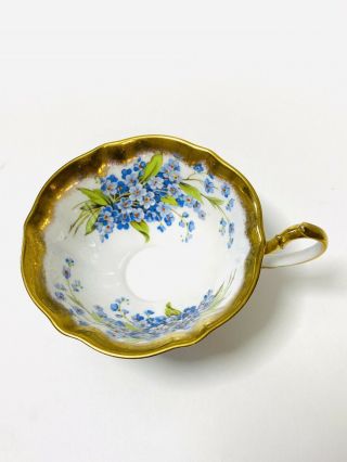 Blue Floral Heavy Gold Rims Teacup and Saucer QUEEN ANNE 2