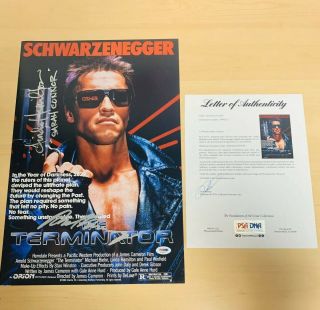 Arnold Schwarzenegger & Linda Hamilton Signed Terminator 12x18 Photo Psa/dna Loa