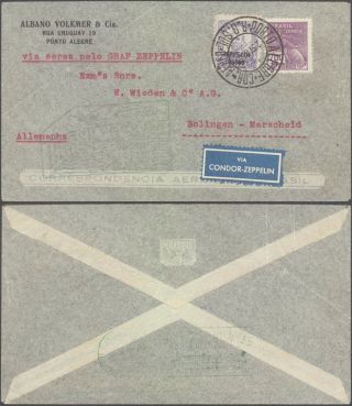 Brazil 1933 - Zeppelin Flight Air Mail Cover To Germany V9/3