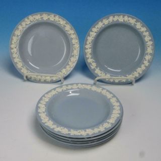 Wedgwood China Embossed Queensware Cream On Lavender - 7 Bread Plates - Smooth