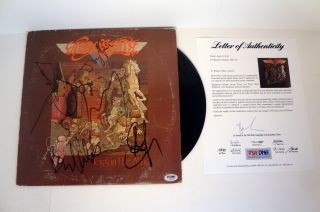 Aerosmith Complete Band Signed Toys In The Attic Vinyl Record Album Psa/dna